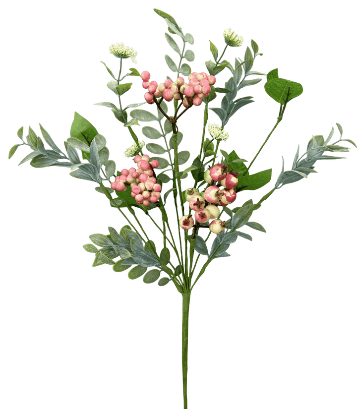 Pink Berry Leaves Pick - 19" - Greenery Market63964PK