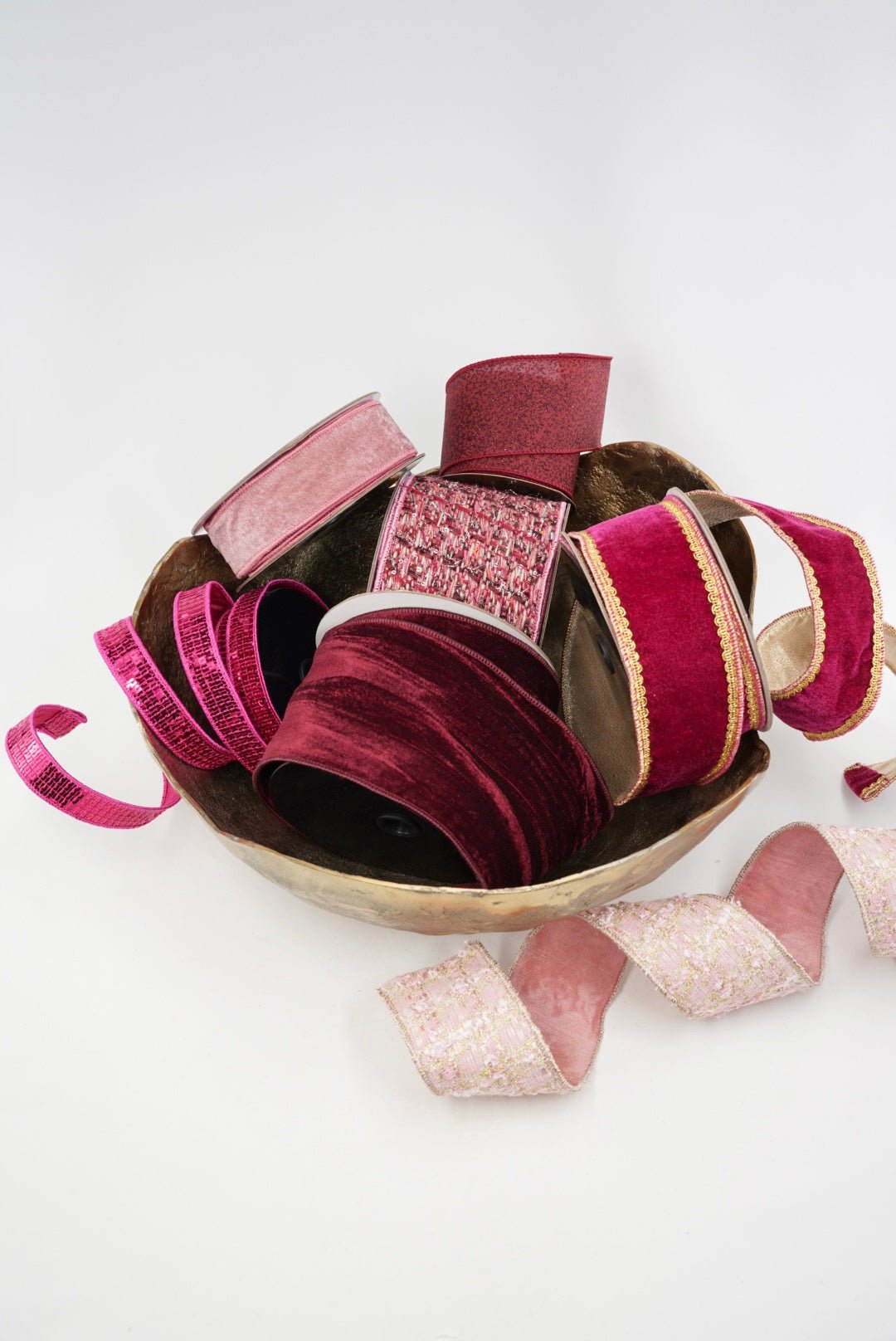 Pink & Champagne Tweed Ribbon - 2.5" - Greenery MarketRibbon239543