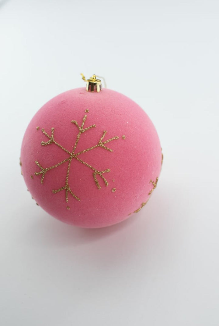 Pink Flocked Ornament Ball - Greenery Market85849PK
