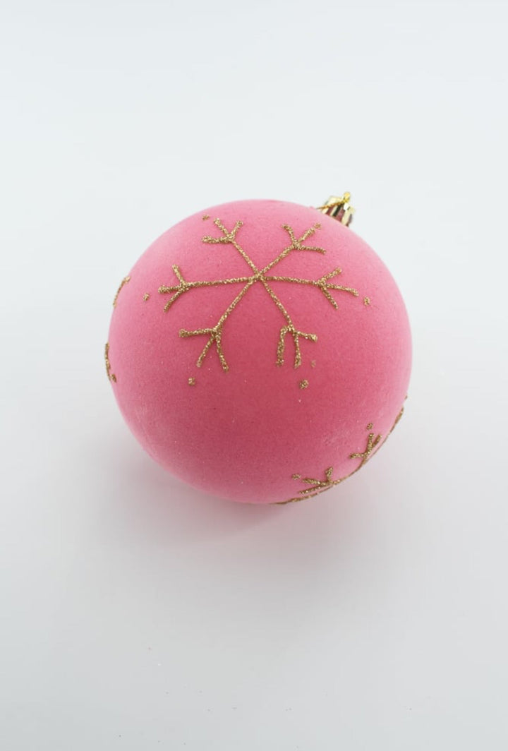 Pink Flocked Ornament Ball - Greenery Market85849PK