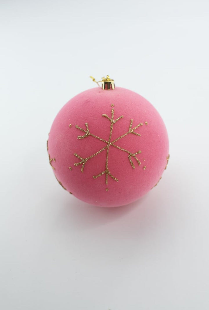 Pink Flocked Ornament Ball - Greenery Market85849PK