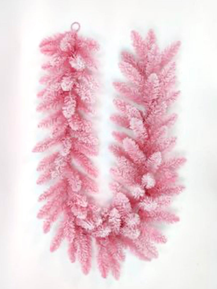 Pink Flocked Pine Garland - Greenery Market32171