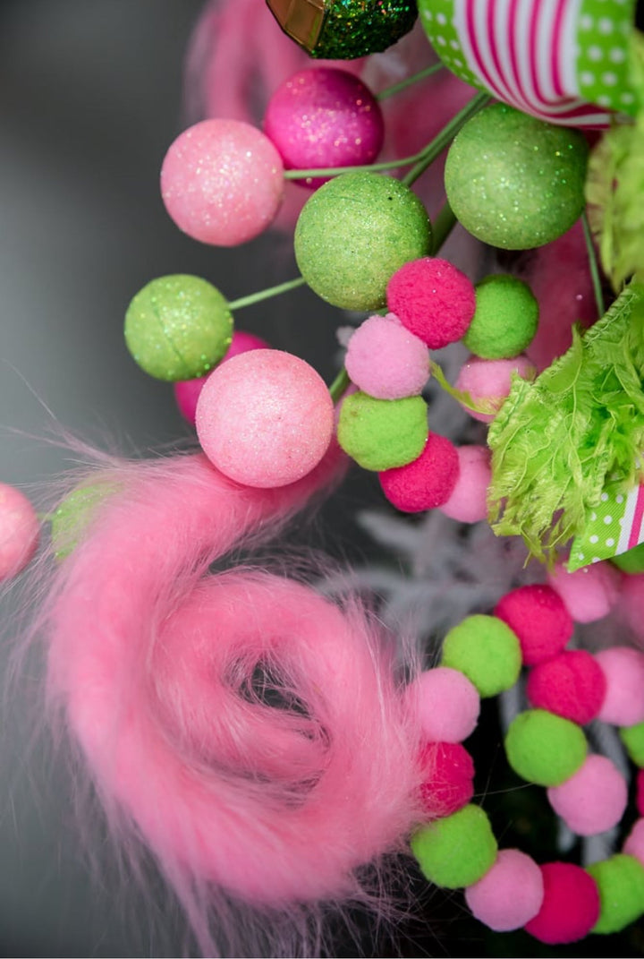 Pink fluffy curly spray - Greenery MarketPicks85189PK