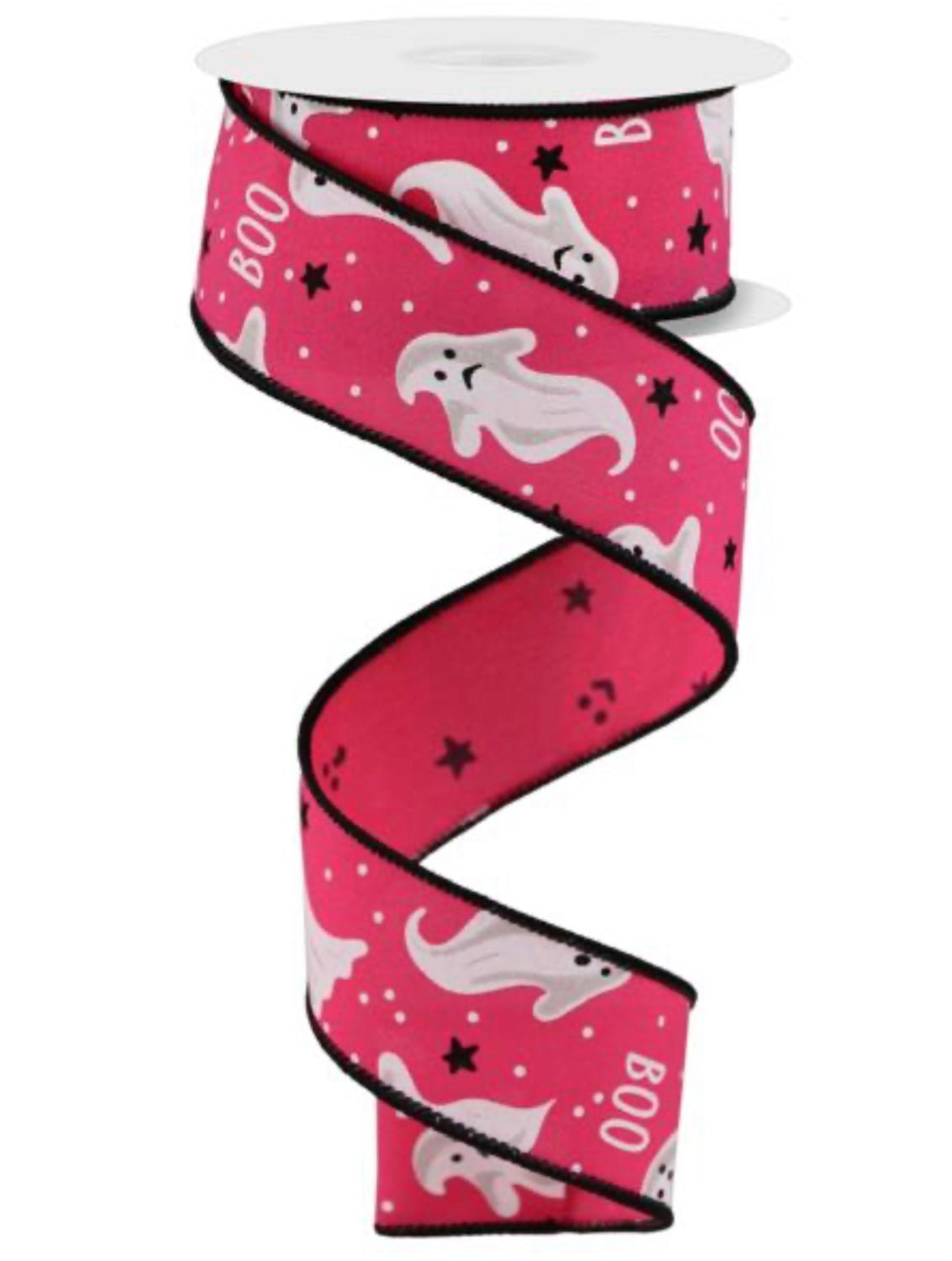 Pink Ghost ribbon 1.5” wired ribbon - Greenery Market