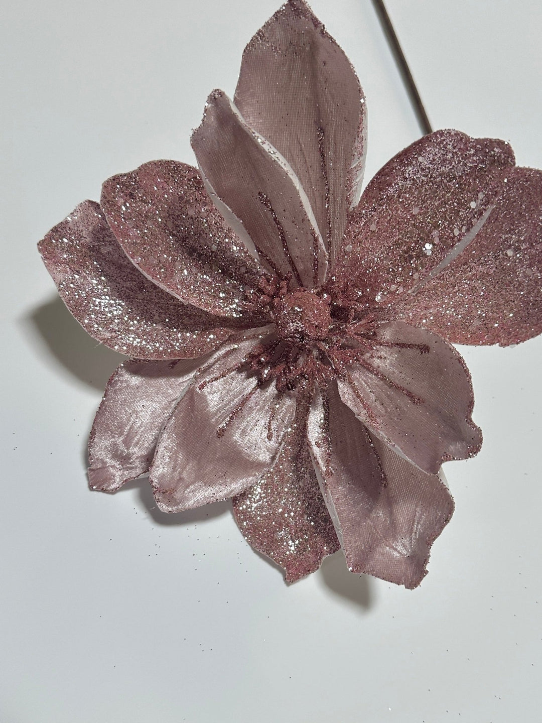 Pink glitter and velvet magnolia stem - Greenery MarketGF2276PK