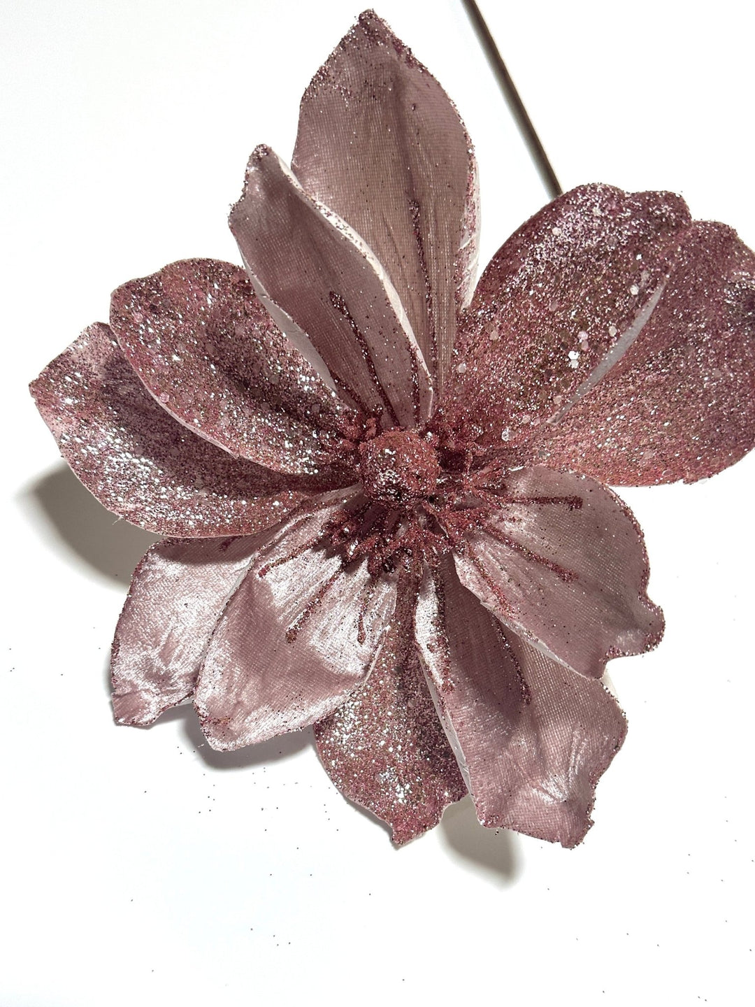 Pink glitter and velvet magnolia stem - Greenery MarketGF2276PK