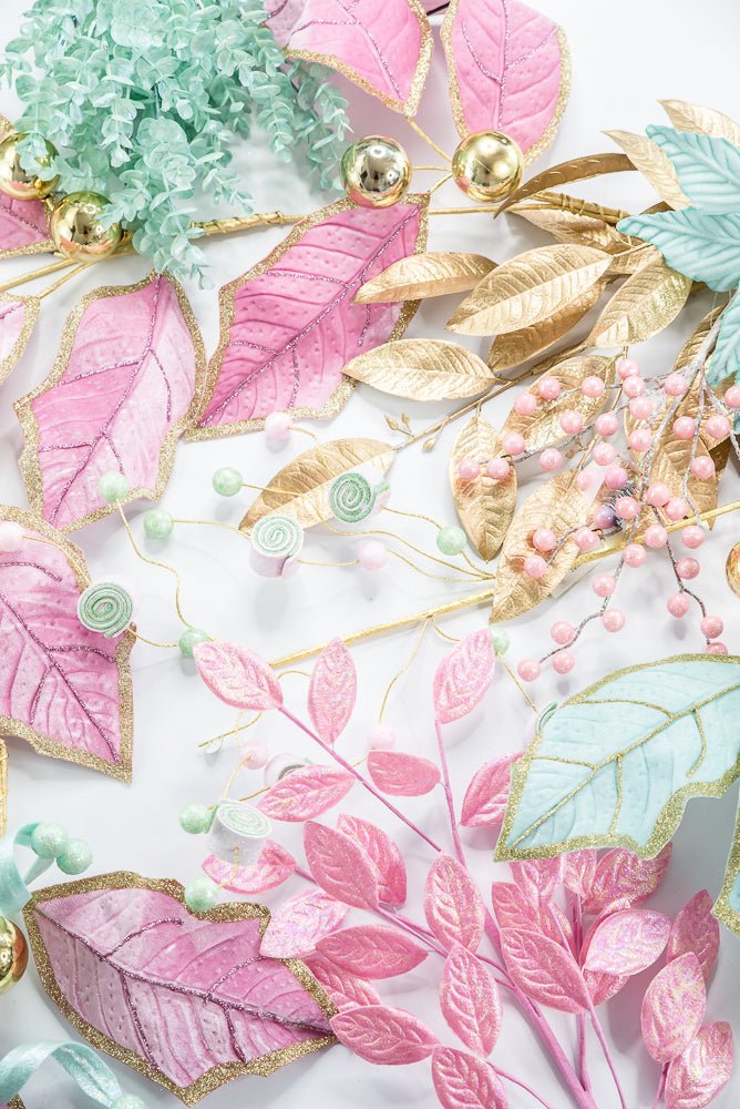 Pink Glossy Leaves Spray - Greenery Market86296PK