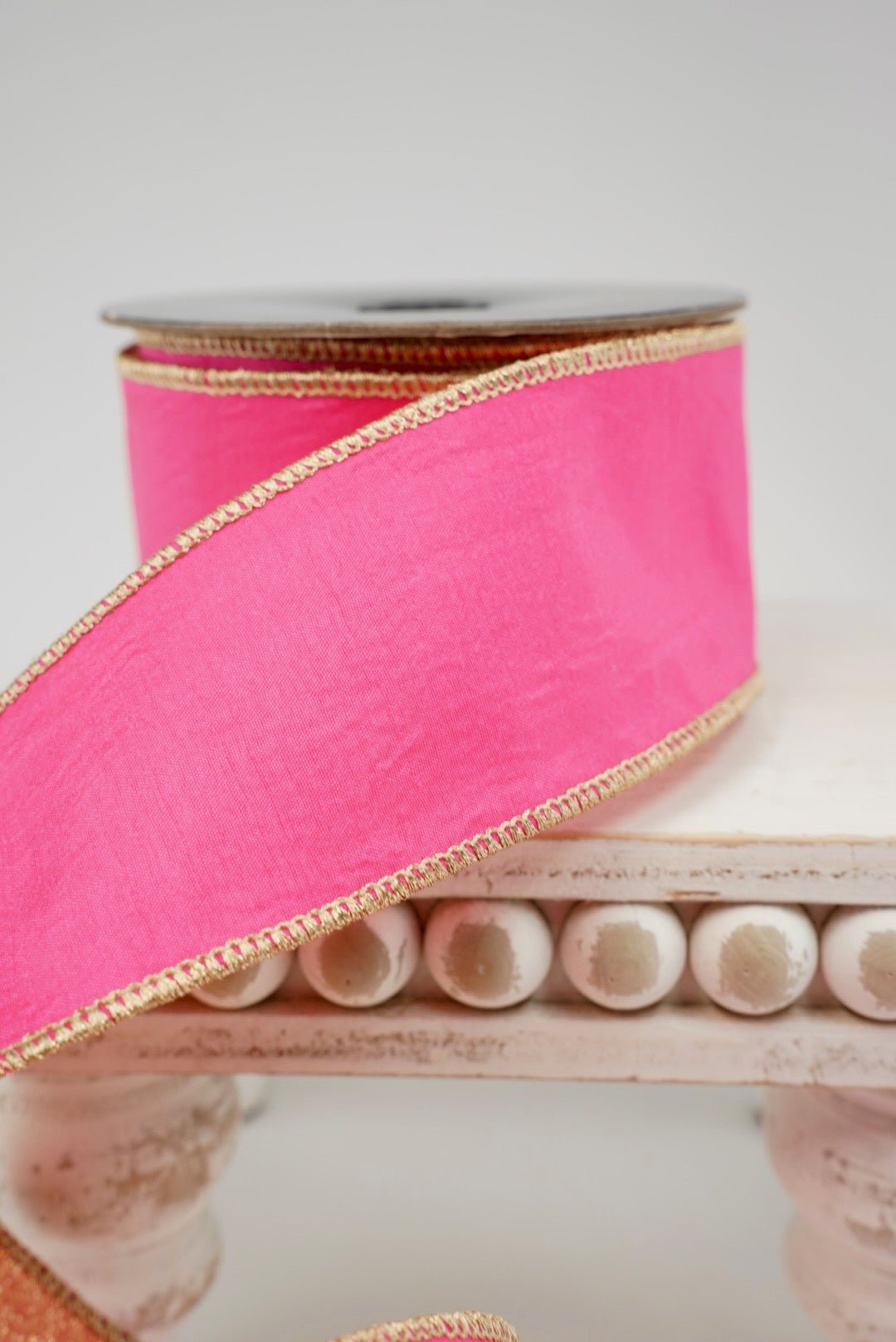 Pink & Gold Dupioni Ribbon - 2.5" - Greenery MarketRibbon208175
