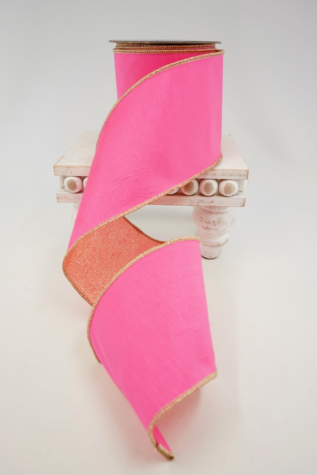 Pink & Gold Dupioni Ribbon - 4" - Greenery MarketRibbon208176
