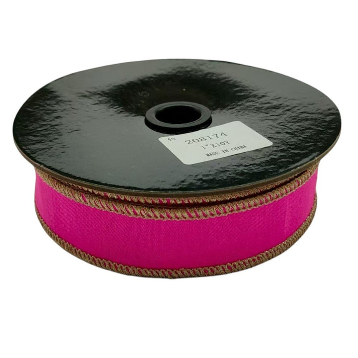 Pink & Gold Dupioni Wired Ribbon - 1" - Greenery MarketRibbon208174