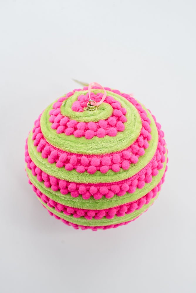 Pink & Green Ornament Stripe Ball - 6" - Greenery Market86717PKGN