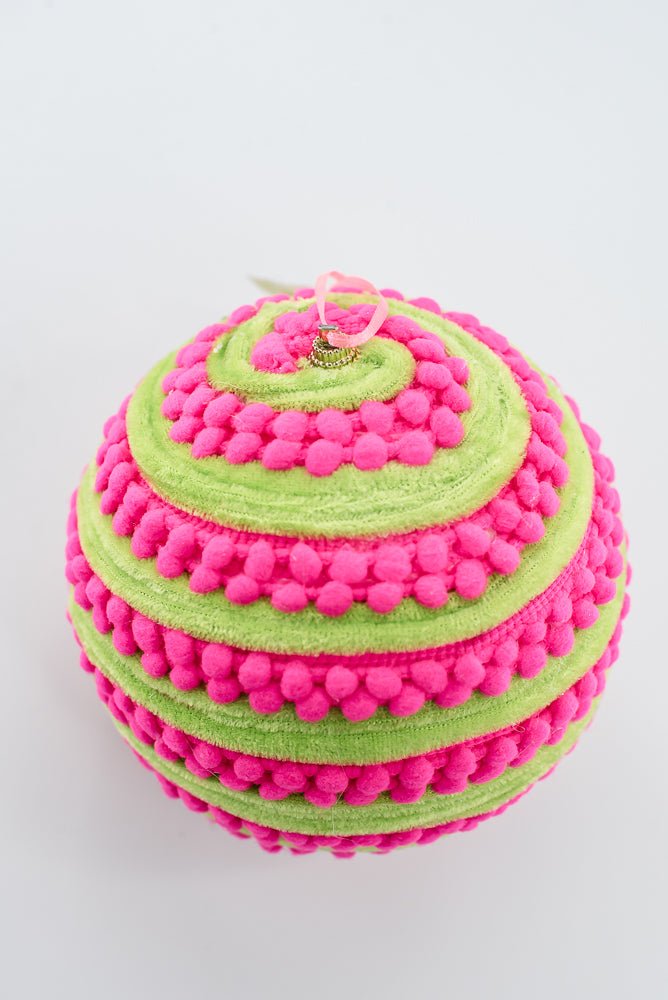 Pink & Green Ornament Stripe Ball - 6" - Greenery Market86717PKGN