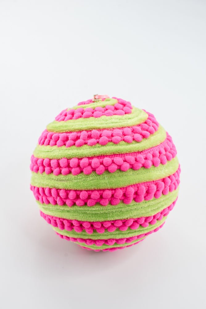 Pink & Green Ornament Stripe Ball - 6" - Greenery Market86717PKGN