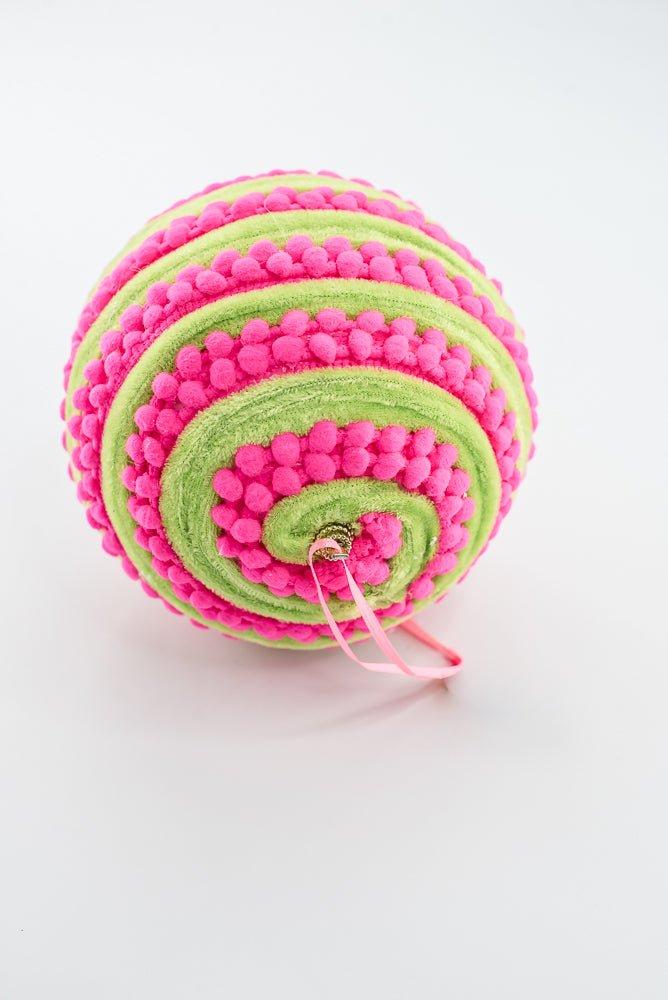Pink & Green Ornament Stripe Ball - 6" - Greenery Market86717PKGN