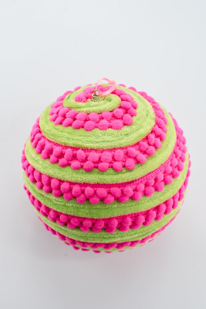 Pink & Green Ornament Stripe Ball - 6" - Greenery Market86717PKGN