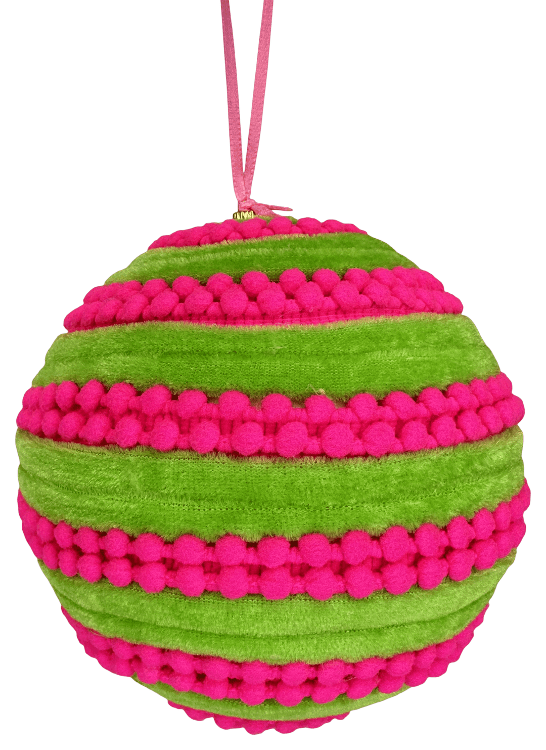Pink & Green Ornament Stripe Ball - 6" - Greenery Market86717PKGN