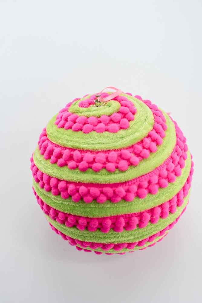 Pink & Green Ornament Stripe Ball - 6" - Greenery Market86717PKGN