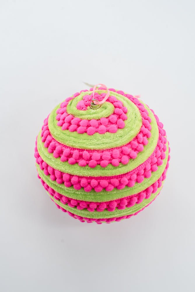 Pink & Green Ornament Stripe Ball - 6" - Greenery Market86717PKGN
