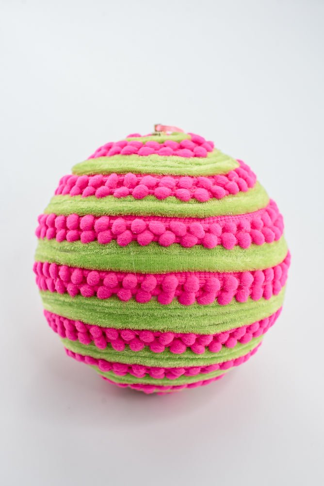 Pink & Green Ornament Stripe Ball - 6" - Greenery Market86717PKGN