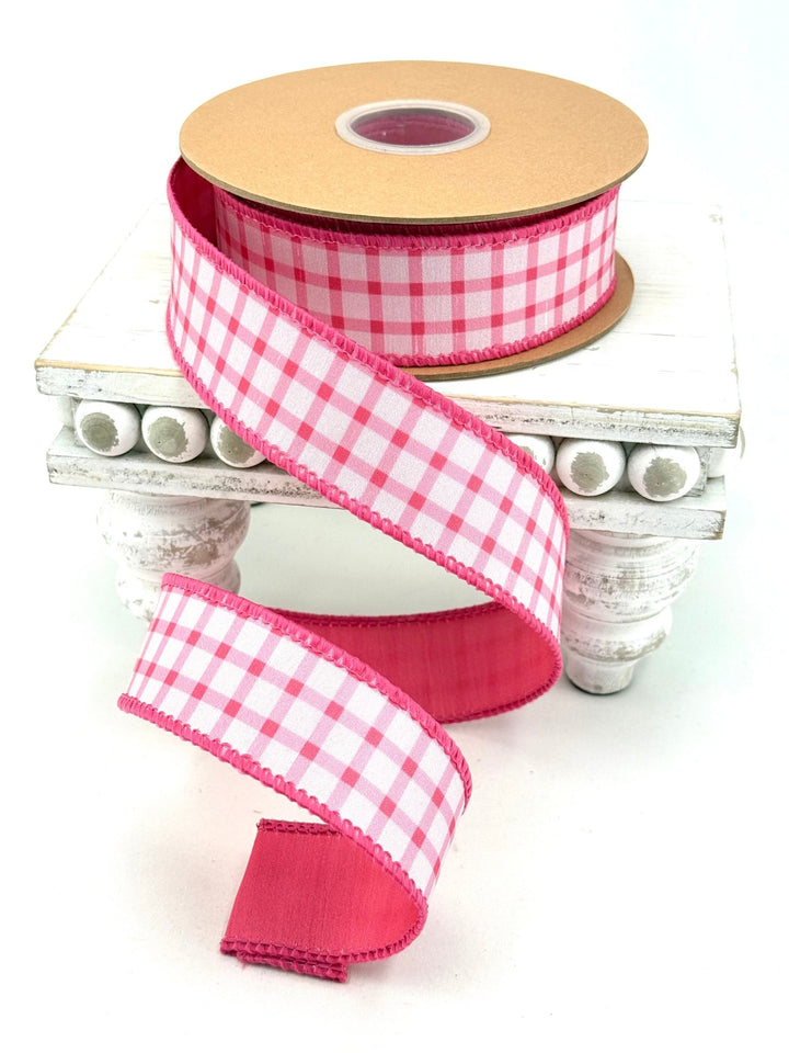 Pink Gridlines Backing Dupioni Wired Ribbon - 1.5" - Greenery MarketWired Ribbon9225W-238-38E