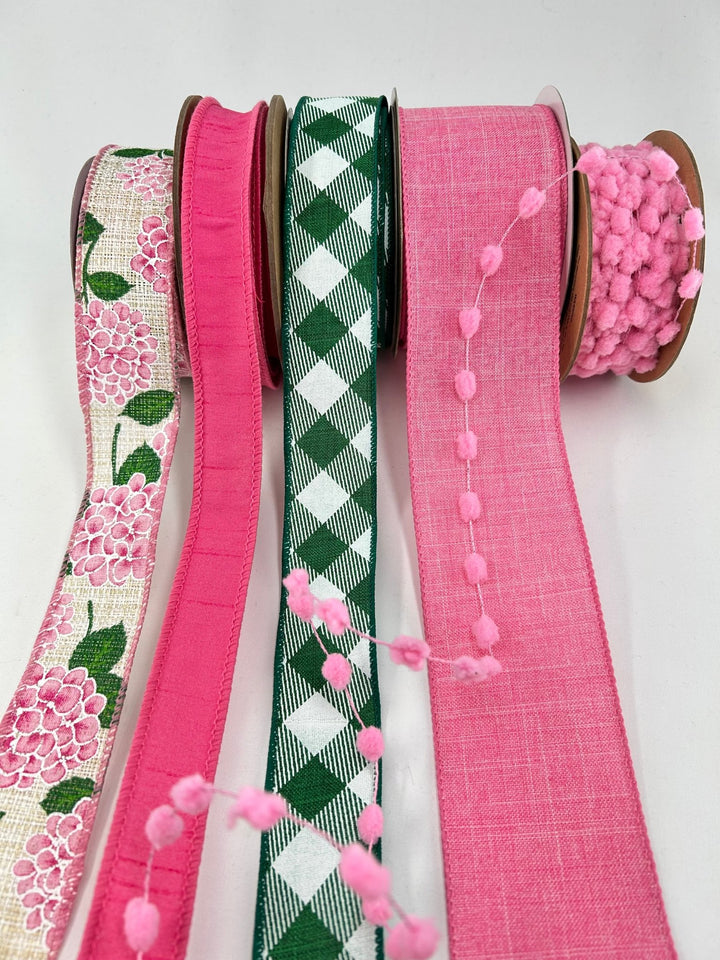 Pink Hydrangea bow bundle x 5 wired ribbons - Greenery MarketWired ribbon