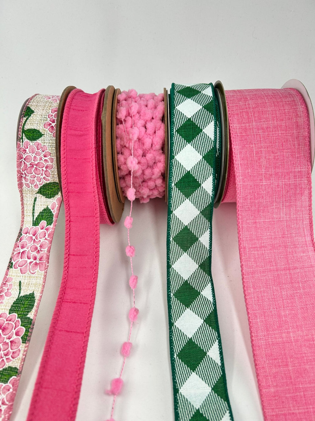 Pink Hydrangea bow bundle x 5 wired ribbons - Greenery MarketWired ribbon