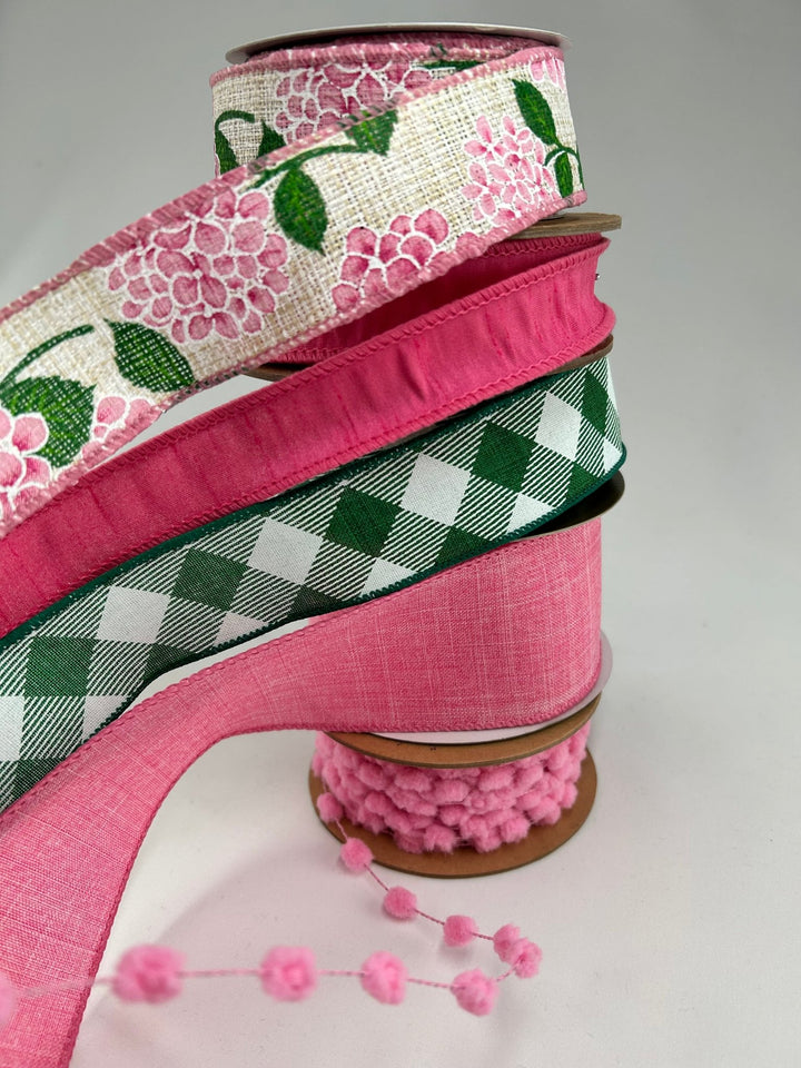 Pink Hydrangea bow bundle x 5 wired ribbons - Greenery MarketWired ribbon