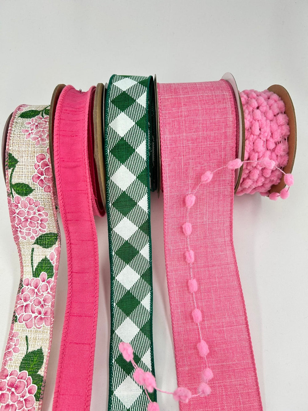 Pink Hydrangea bow bundle x 5 wired ribbons - Greenery MarketWired ribbon