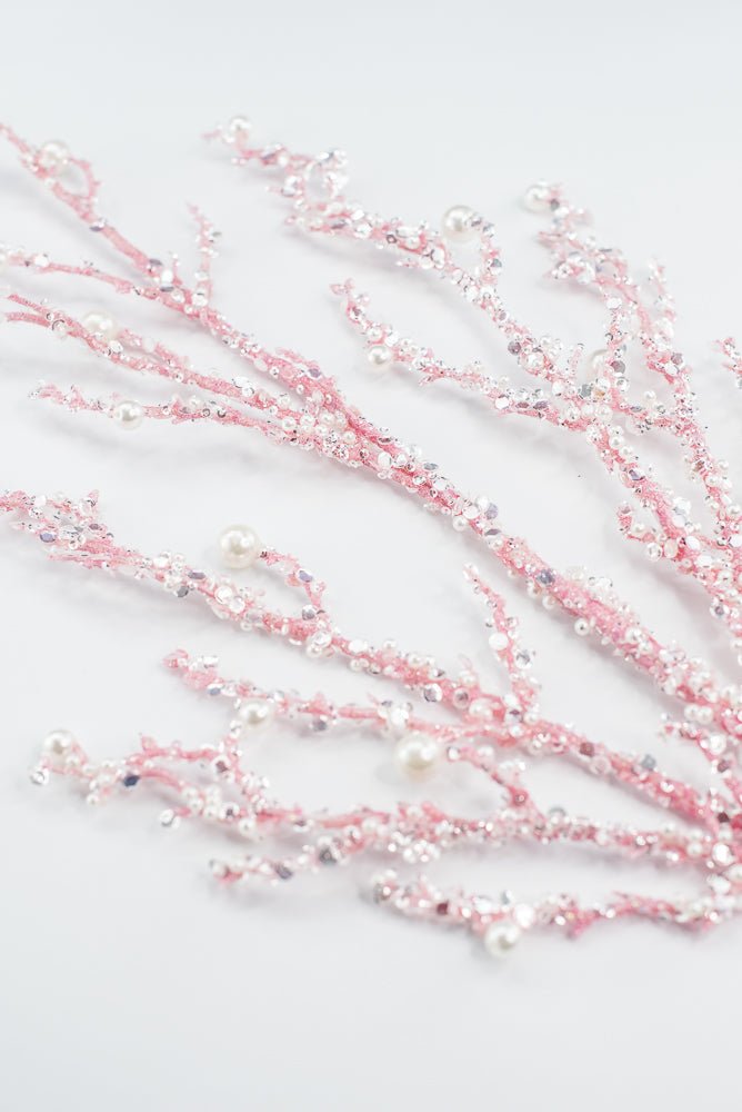 Pink Iced Pearl Twig Spray - Greenery Market40283 - PK