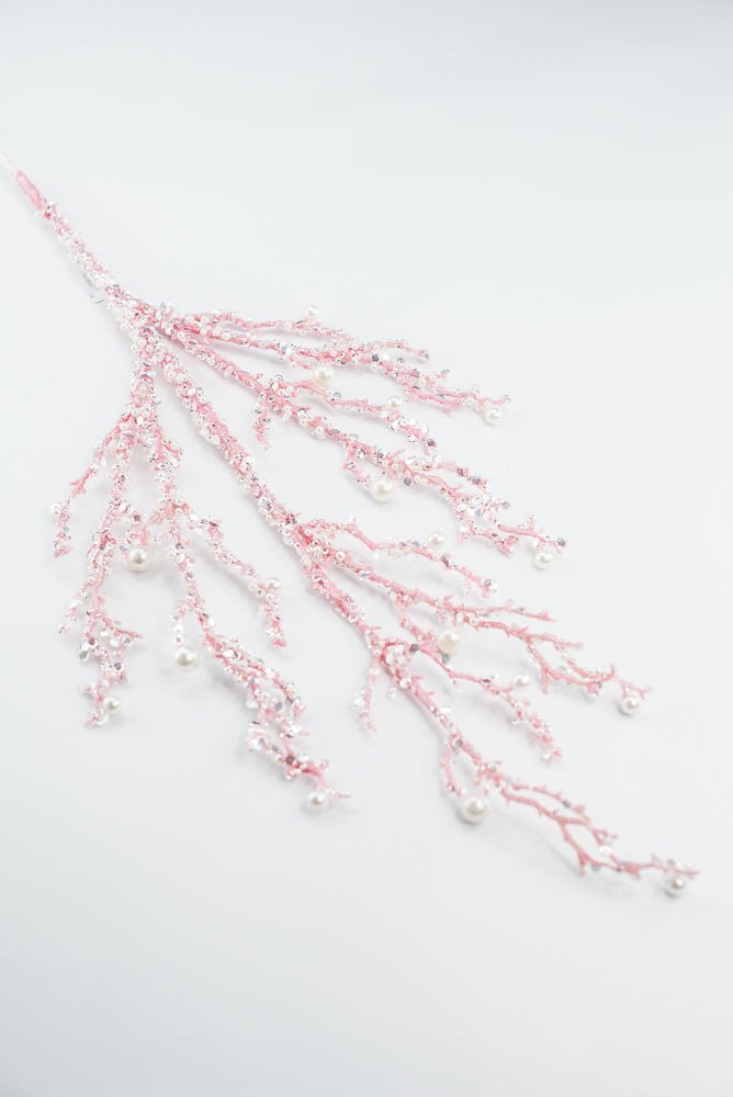 Pink Iced Pearl Twig Spray - Greenery Market40283 - PK