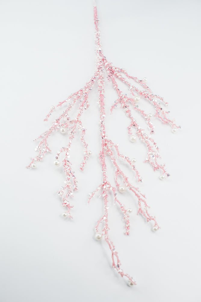Pink Iced Pearl Twig Spray - Greenery Market40283 - PK