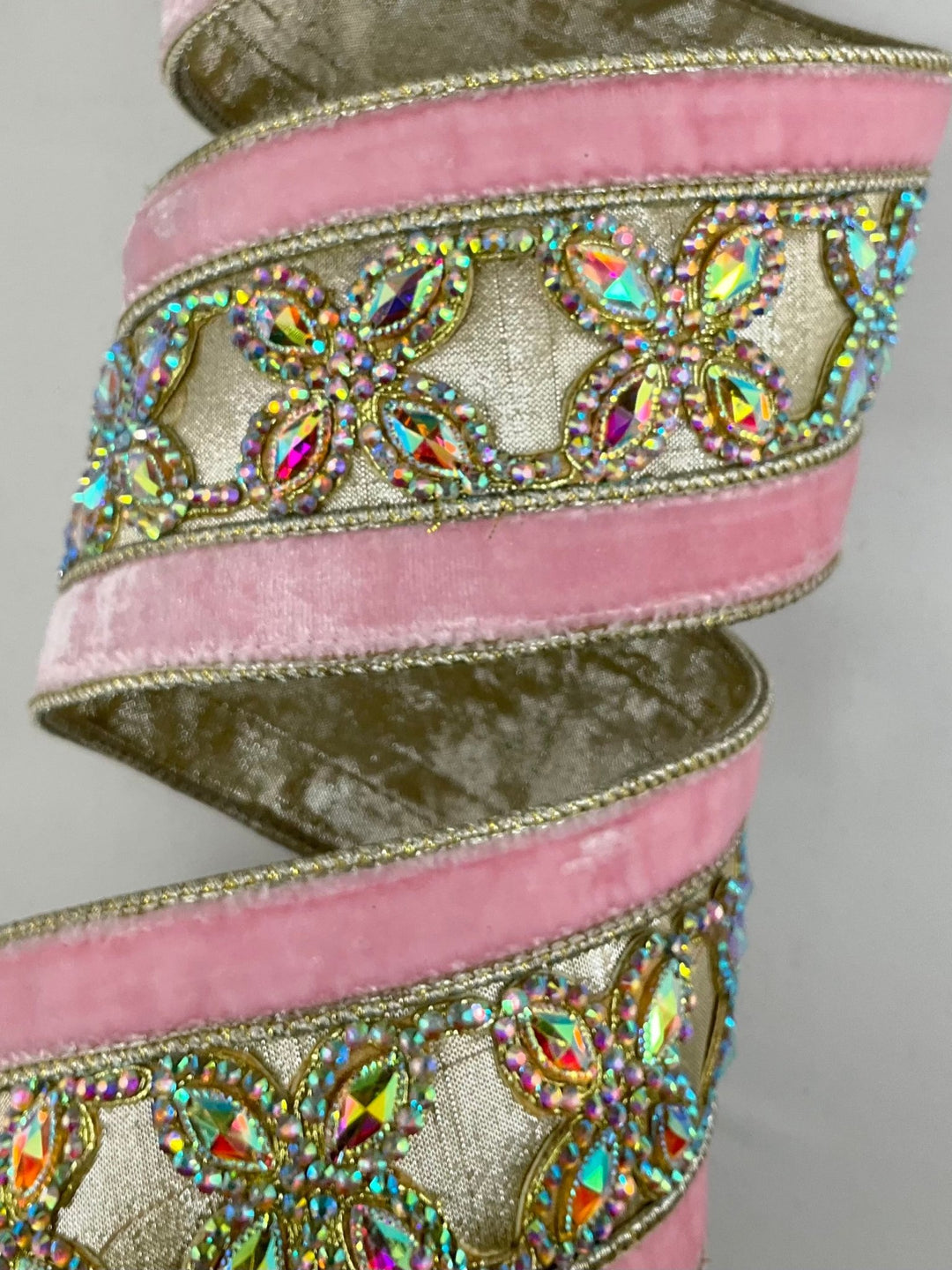 Pink Iridescent Butterfly Baby Farrisilk Wired Ribbon - 3.5" - Greenery MarketRK854-64