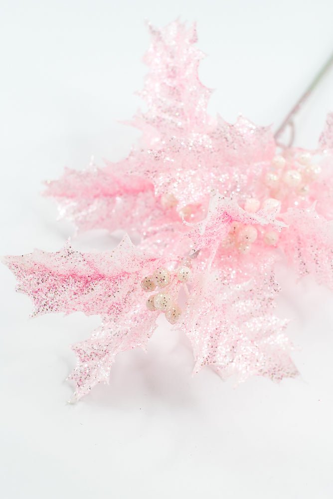 Pink Jelly Holly Leaves Pick - Greenery Market86554PK