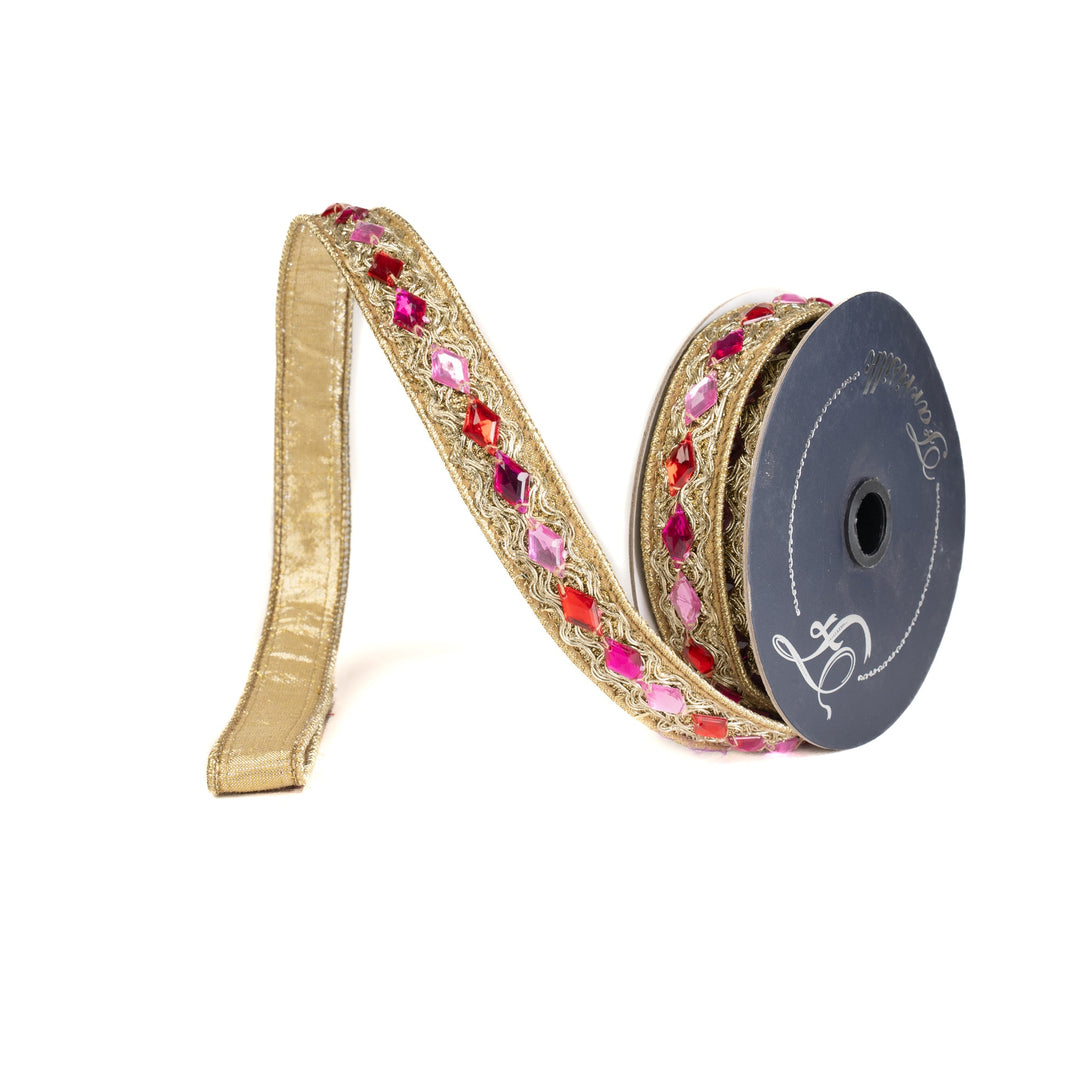 Pink Jester Jewels Red, Pink & Hot Farrisilk Wired Ribbon - .75" - Greenery MarketRK834-08