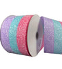 Pink lavender and blue glittered stripes wired ribbon, 2.5" - Greenery MarketWired ribbon76358-40-44