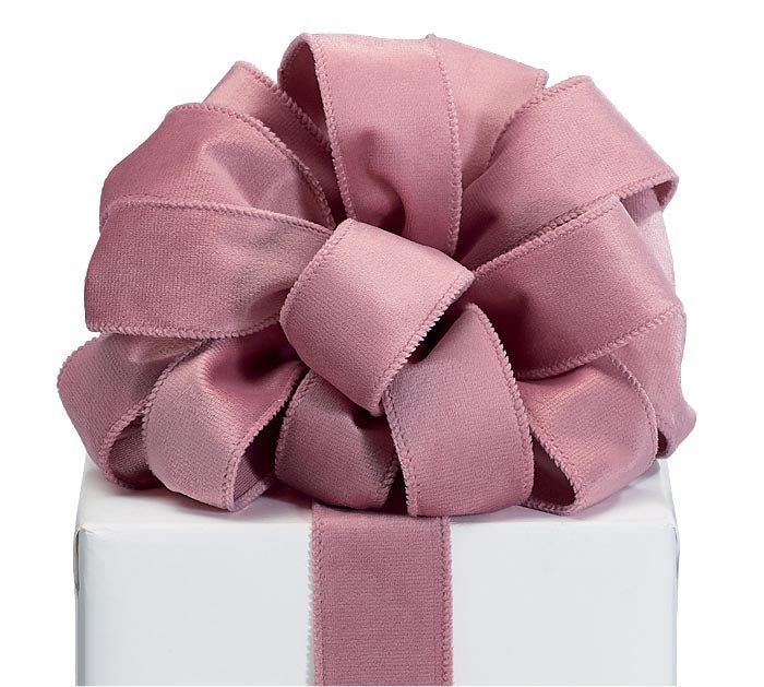 Droopy Ribbon Pink Mauve, soft velvet 1.5” ribbon - 20 yards - Greenery Market