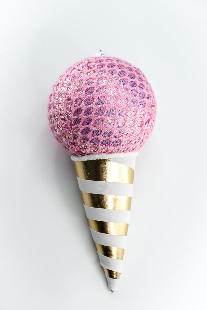 Pink Mesh Ice Cream Ornament - Greenery Market86358PK