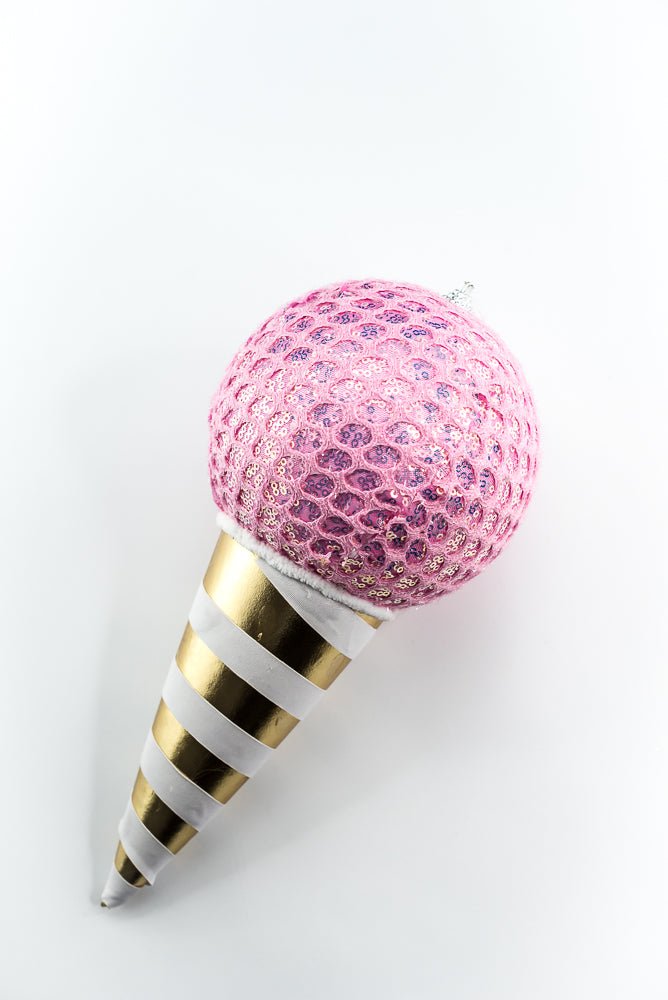 Pink Mesh Ice Cream Ornament - Greenery Market86358PK