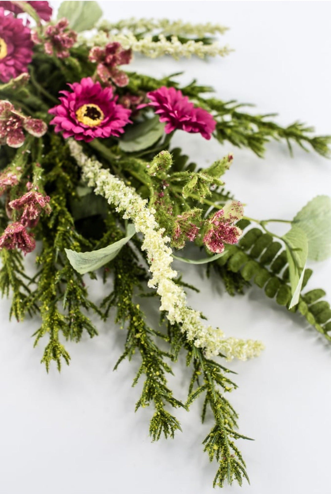 Pink Mixed Daisy And Mossy Fern Bush - 19" - Greenery Market65422-PK