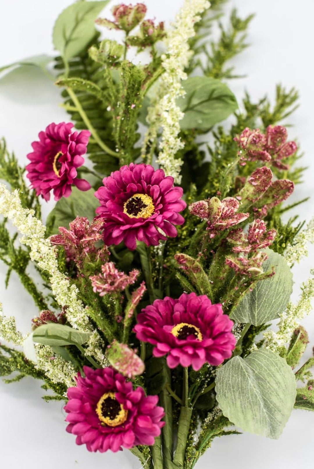 Pink Mixed Daisy And Mossy Fern Bush - 19" - Greenery Market65422-PK