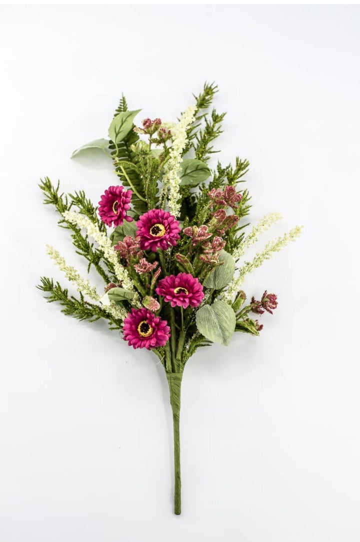 Pink Mixed Daisy And Mossy Fern Bush - 19" - Greenery Market65422-PK