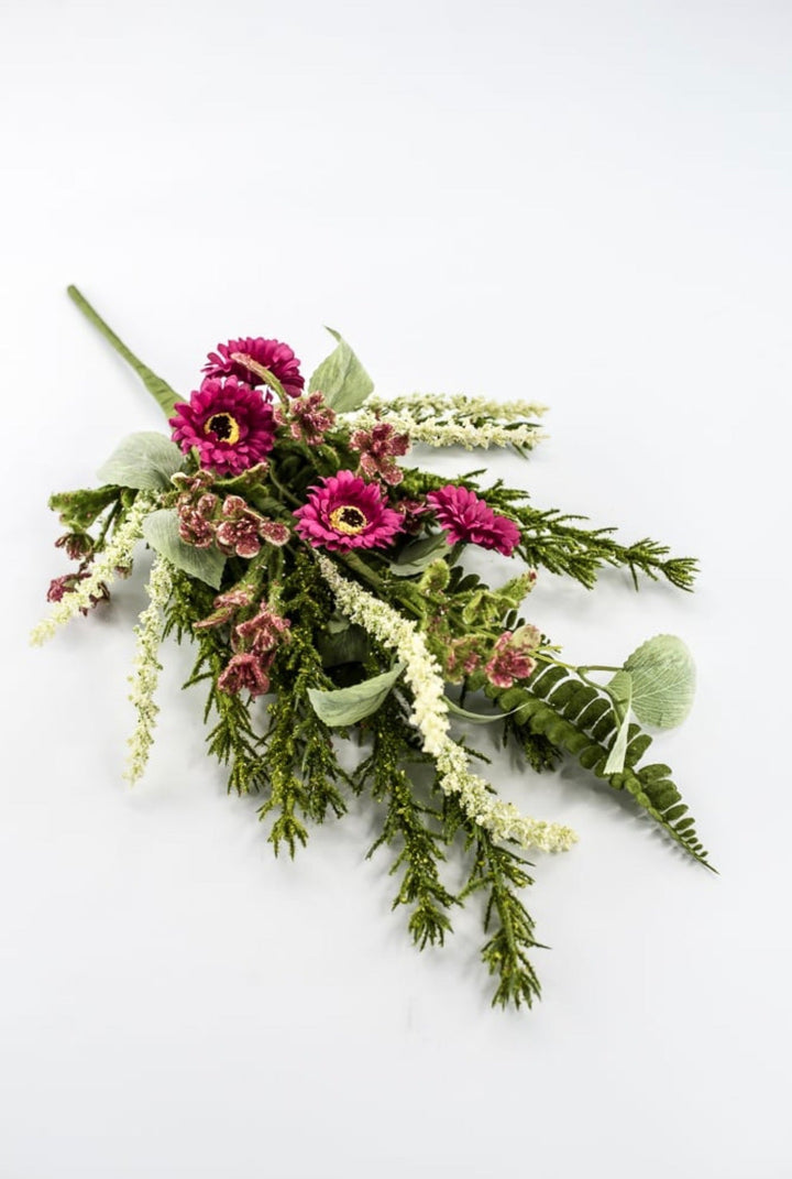 Pink Mixed Daisy And Mossy Fern Bush - 19" - Greenery Market65422-PK