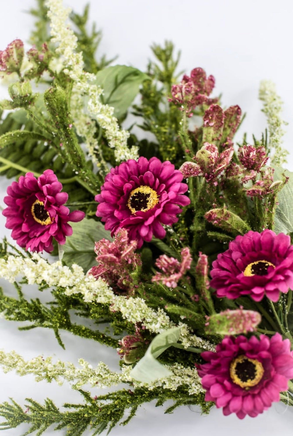 Pink Mixed Daisy And Mossy Fern Bush - 19" - Greenery Market65422-PK