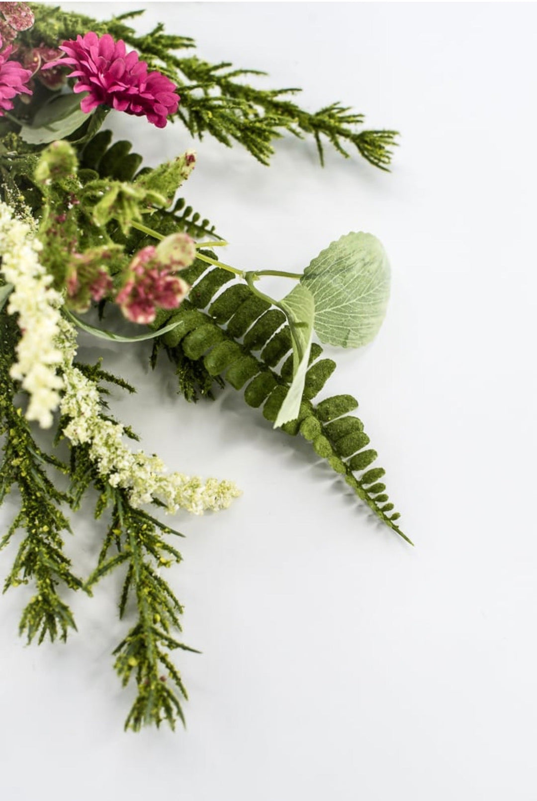 Pink Mixed Daisy And Mossy Fern Bush - 19" - Greenery Market65422-PK