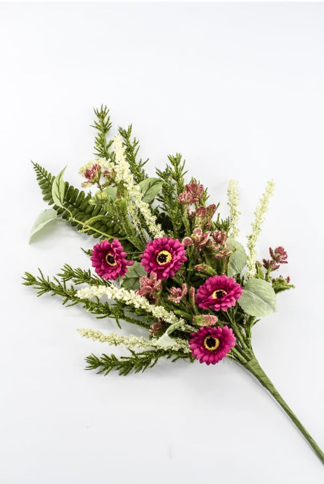 Pink Mixed Daisy And Mossy Fern Bush - 19" - Greenery Market65422-PK