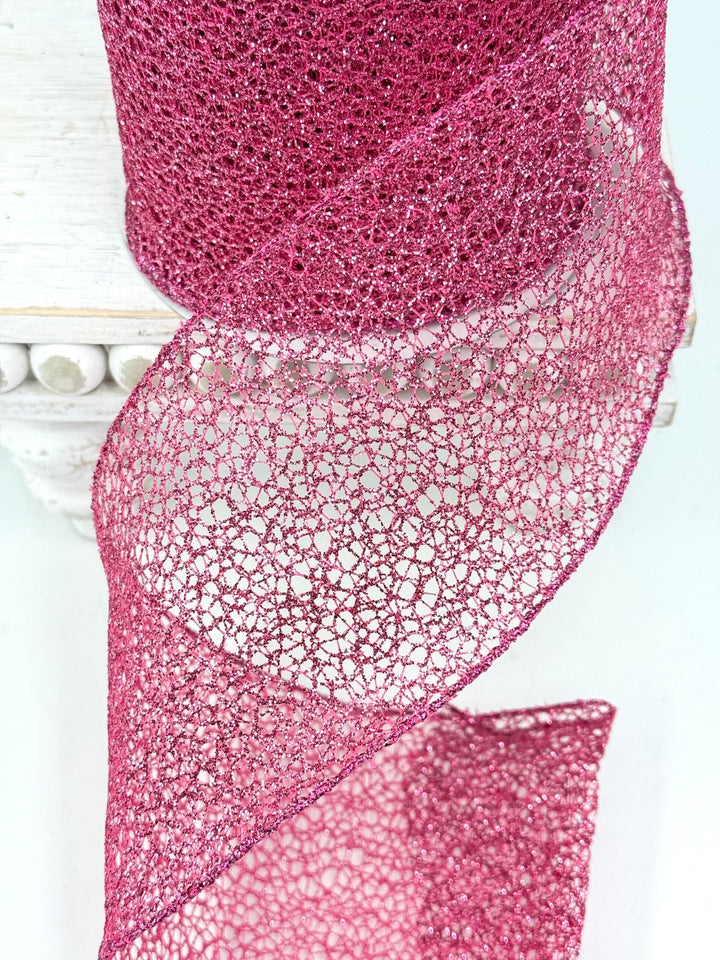 Pink Netted Farrisilk Wired Ribbon - 4" AS - IS - Greenery MarketRibbons & TrimRA399-08