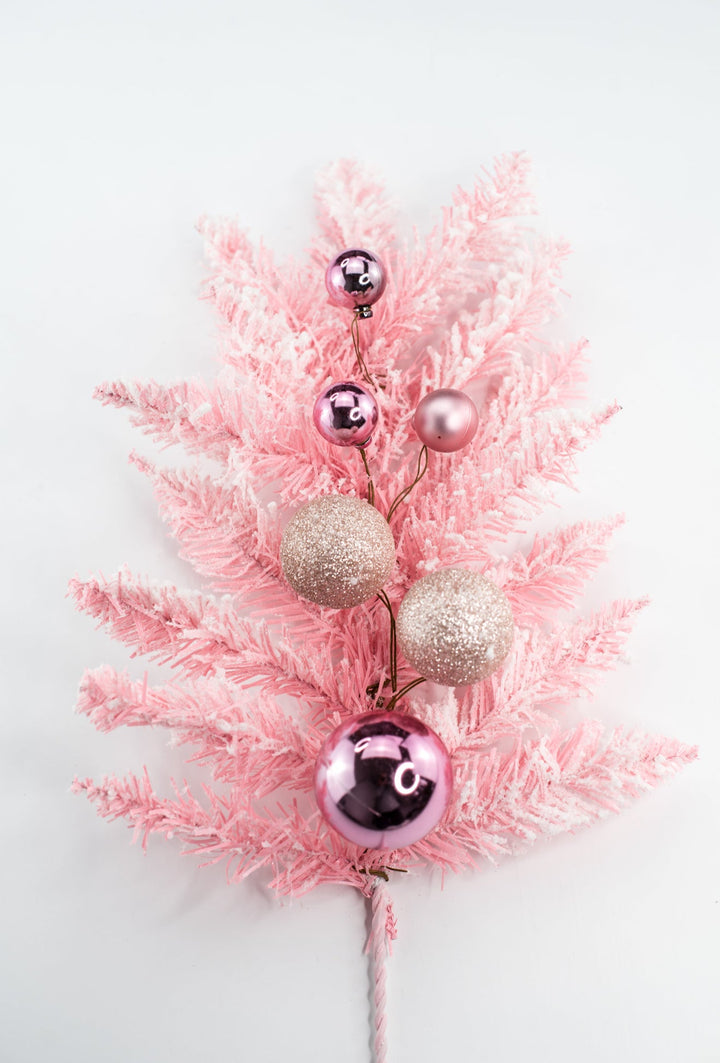 Pink Ornament Holiday Spray - Greenery Market32169