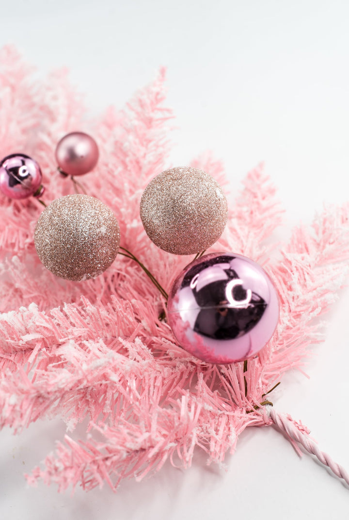 Pink Ornament Holiday Spray - Greenery Market32169