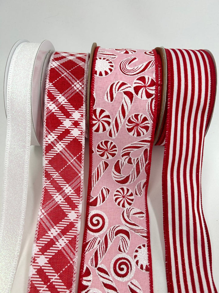 Pink Peppermint bow bundle x 4 wired ribbons - Greenery MarketRibbons & TrimPinkPepX4
