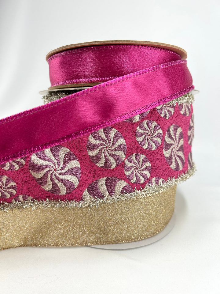 Pink Peppermint Tinsel Bow Bundle x 3 Wired Ribbons - Greenery MarketRibbons & TrimPinkTinselX3